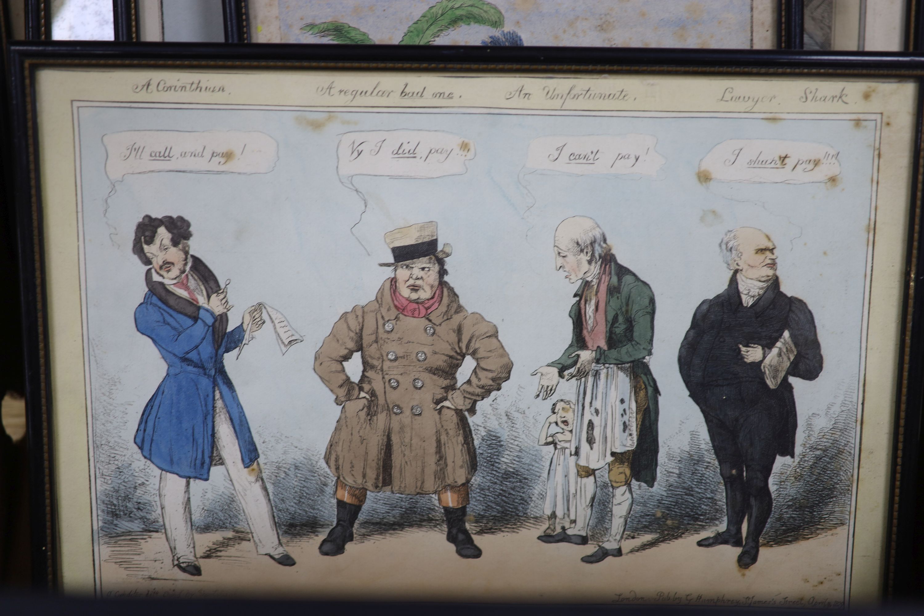 A collection of fourteen assorted 18th/19th century political caricatures, including Gillray and Grant